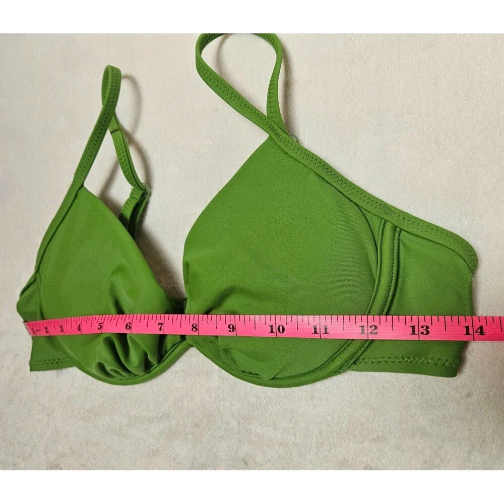Malibu Separates 2 Piece Bikini Sz M Vivid Green Padded Cups Adjustable Cheeky